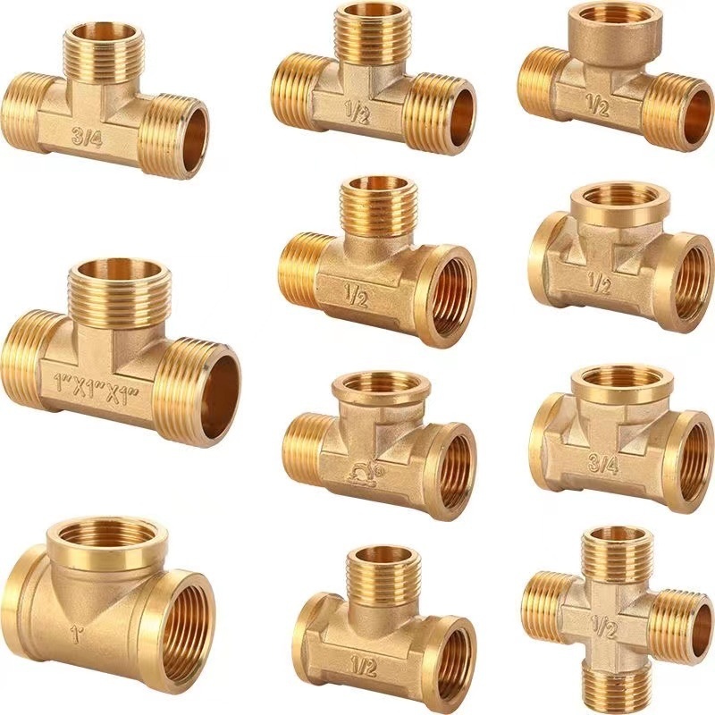 industrial cnc Brass Compression Fitting Pipe Connector Tee